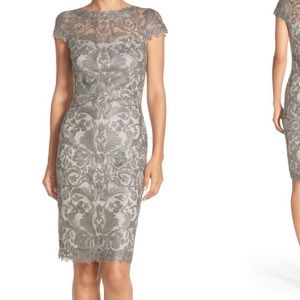 Tadashi shoji illusion yoke lace sheath dress